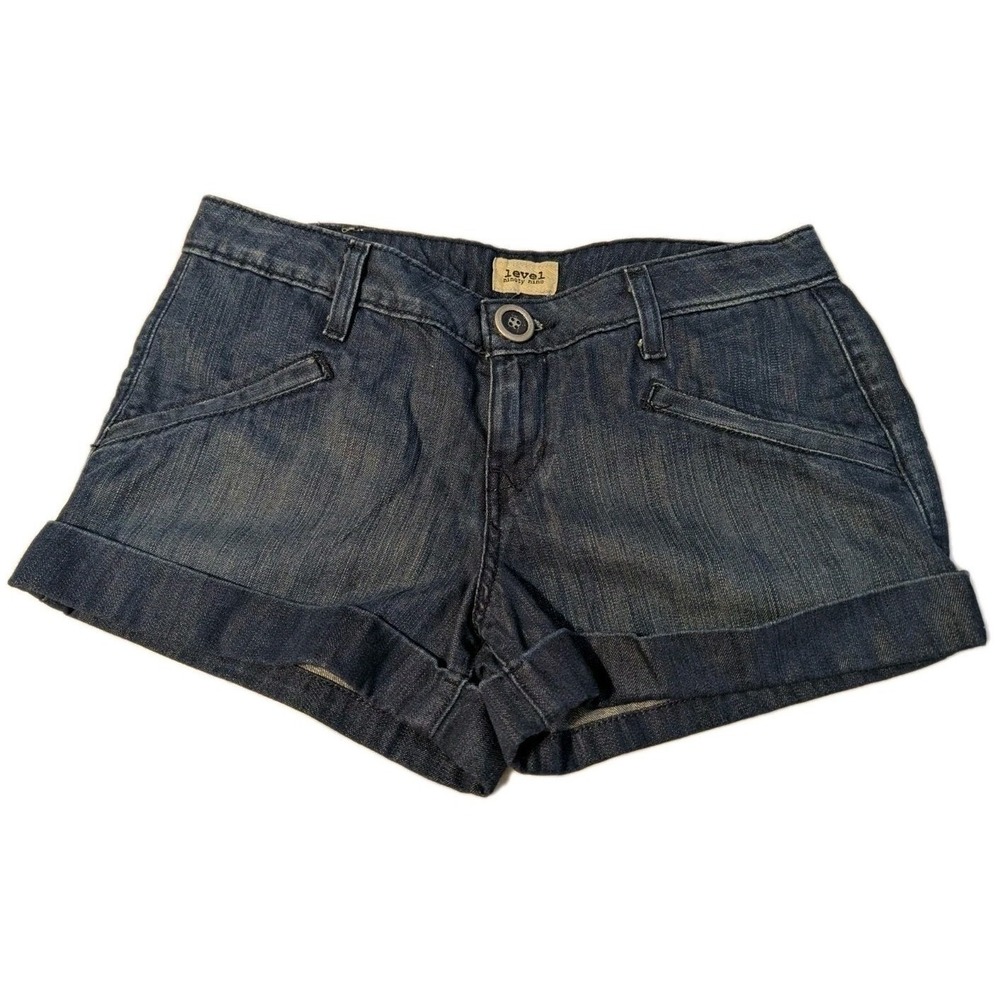 Anthropologie Level Ninety Nine Women's 8 Blue Jean Cuffed Shorts Low‎ Rise Y2K